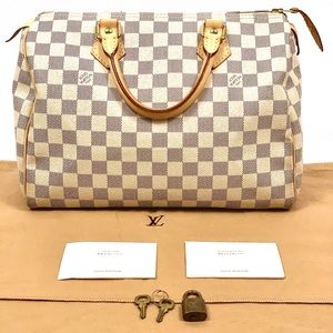 Authentic Louis Vuitton Speedy 30 Damier Azur